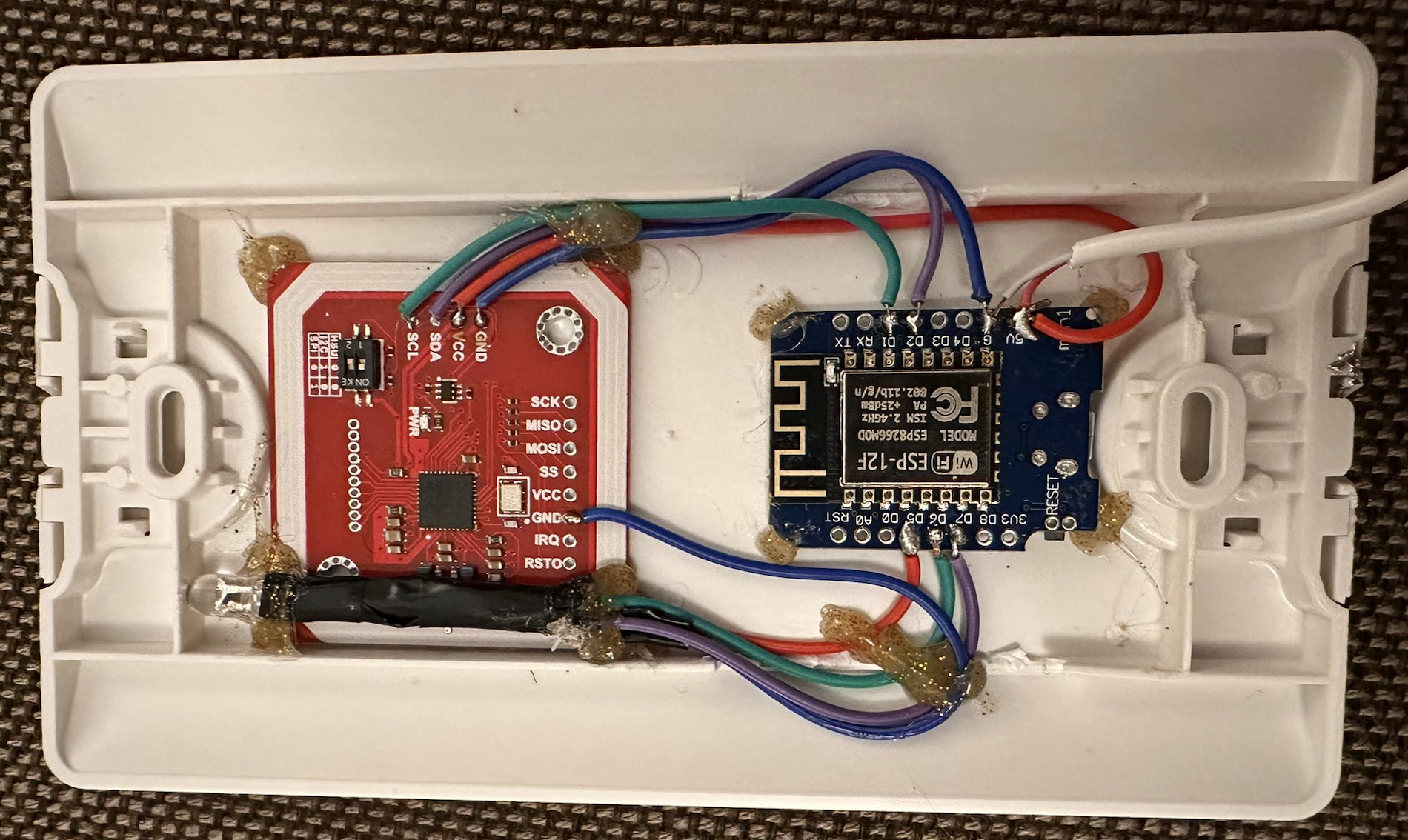 DIY NFC Reader Wiring Internal View